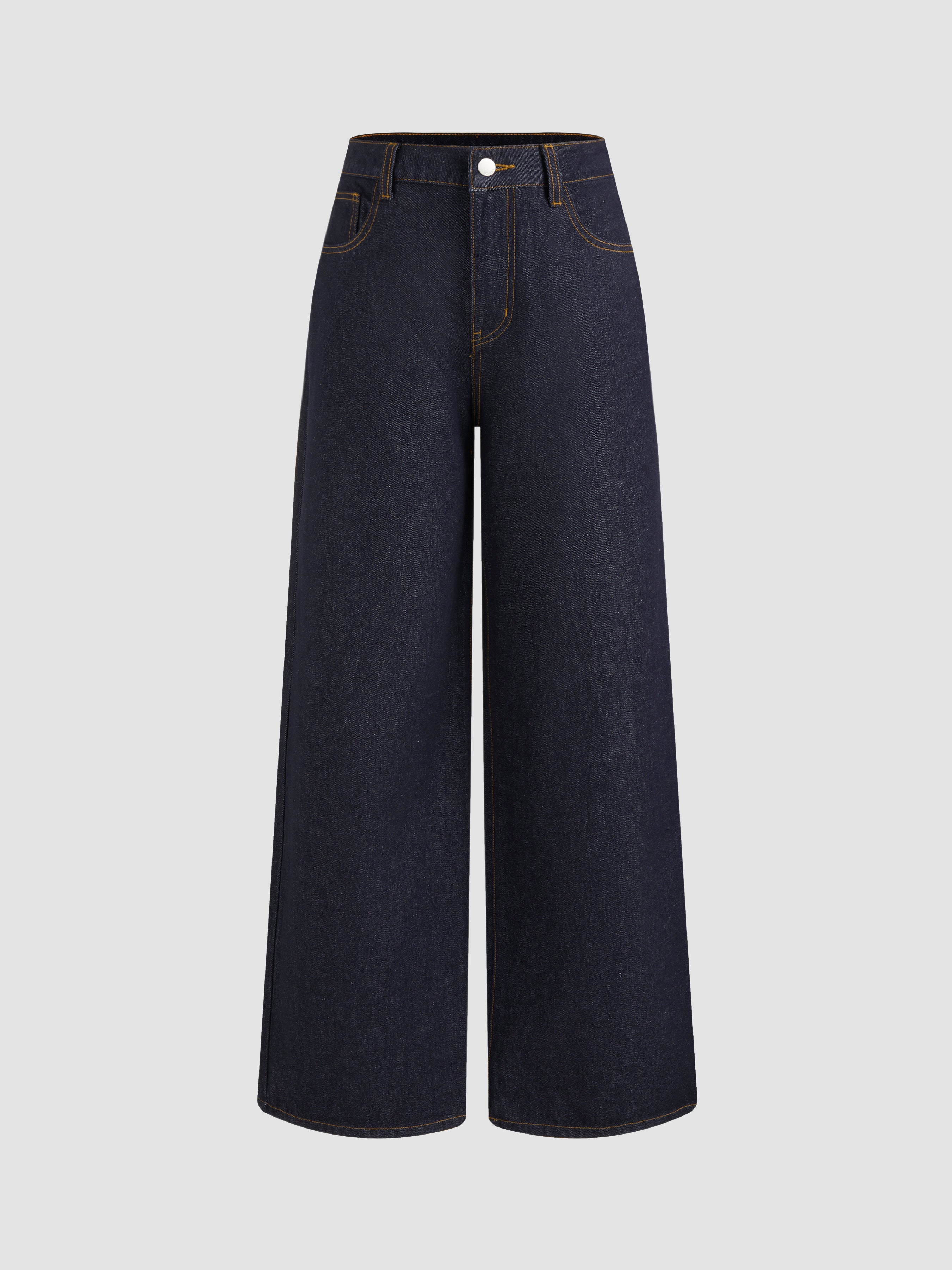 Cider Denim Mid Rise Pocket Wide Leg Jeans