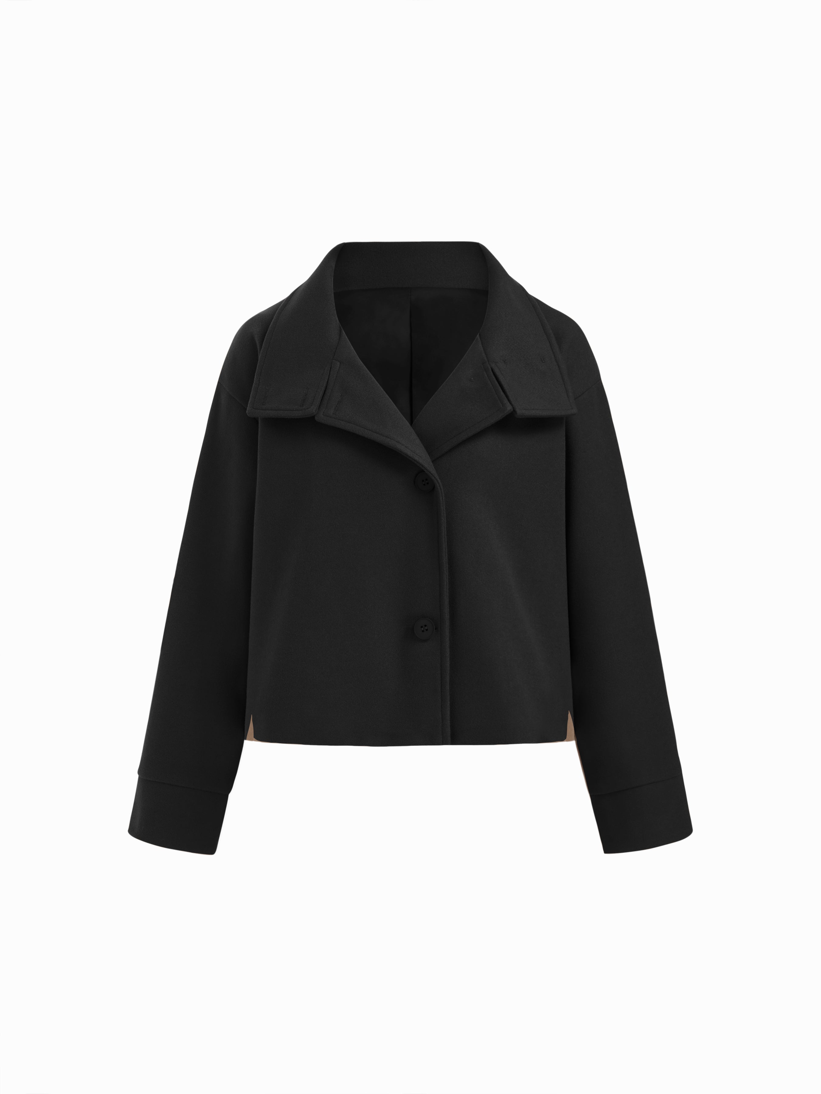 High Neck Button Oversized Long Sleeve Jacket