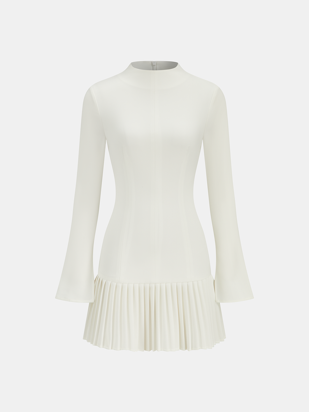 Pleated Hem Mock Neck Mini Dress